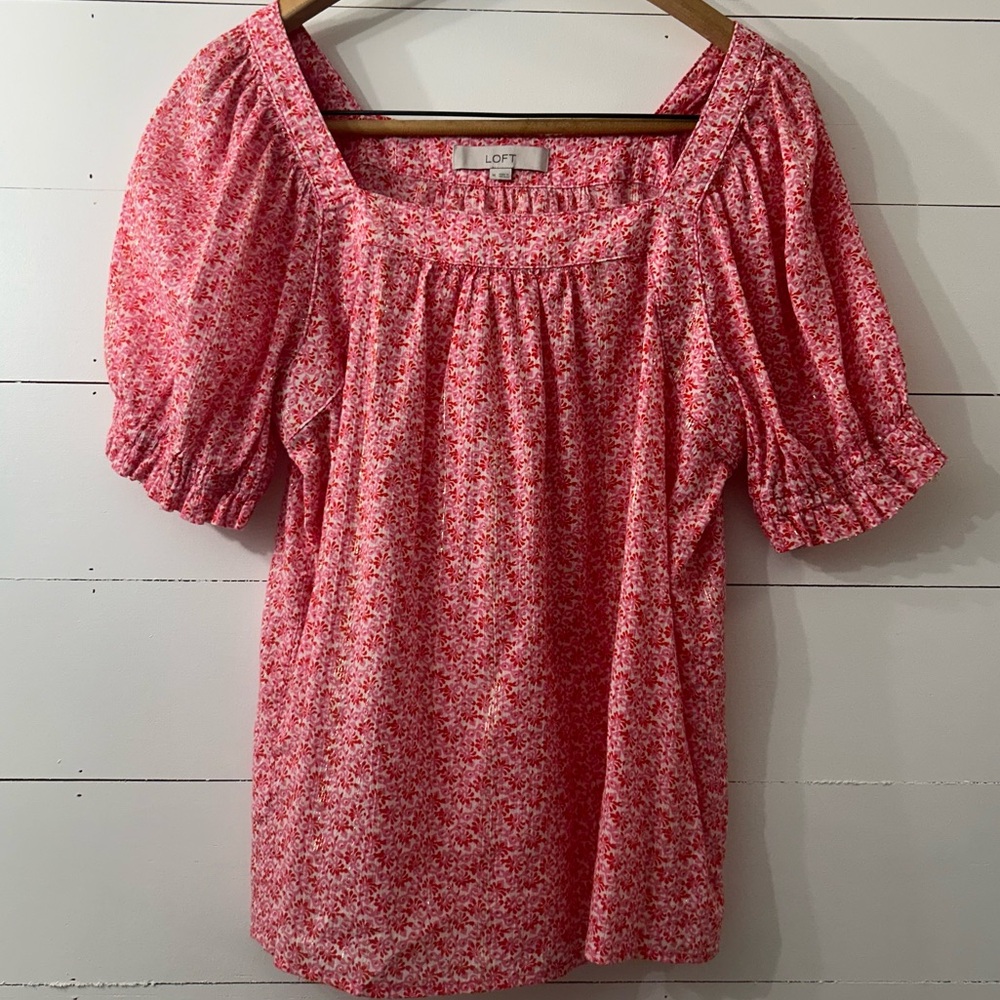 Loft Square Neck Floral Blouse
